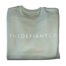 Load image into Gallery viewer, A high-quality Crewneck Sweatshirt for use in the gym and beyond! Crewnecks are absolutely indispensable basics – and this Sweatshirt is a firm favourite for its soft wearing comfort. The crewneck is a standard unisex fit and has the Famous The Defiant Co logo embossed across the chest. The colour is stem green.
