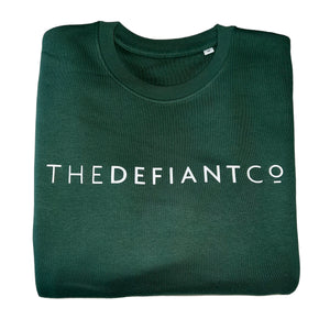 A high-quality Crewneck Sweatshirt for use in the gym and beyond! Crewnecks are absolutely indispensable basics – and this Sweatshirt is a firm favourite for its soft wearing comfort. The crewneck is a standard unisex fit and has the Famous The Defiant Co logo embossed across the chest. The colour is bottle green.