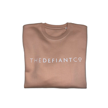 Load image into Gallery viewer, A high-quality Crewneck Sweatshirt for use in the gym and beyond! Crewnecks are absolutely indispensable basics – and this Sweatshirt is a firm favourite for its soft wearing comfort. The crewneck is a standard unisex fit and has the Famous The Defiant Co logo embossed across the chest. The colour is peach.