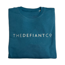 Load image into Gallery viewer, A high-quality Crewneck Sweatshirt for use in the gym and beyond! Crewnecks are absolutely indispensable basics – and this Sweatshirt is a firm favourite for its soft wearing comfort. The crewneck is a standard unisex fit and has the Famous The Defiant Co logo embossed across the chest. The colour is Atlantic blue.