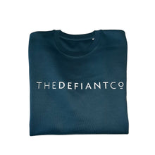 Load image into Gallery viewer, A high-quality Crewneck Sweatshirt for use in the gym and beyond! Crewnecks are absolutely indispensable basics – and this Sweatshirt is a firm favourite for its soft wearing comfort. The crewneck is a standard unisex fit and has the Famous The Defiant Co logo embossed across the chest. The colour is blue green.