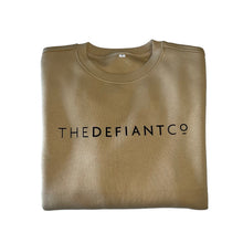 Load image into Gallery viewer, A high-quality Crewneck Sweatshirt for use in the gym and beyond! Crewnecks are absolutely indispensable basics – and this Sweatshirt is a firm favourite for its soft wearing comfort. The crewneck is a standard unisex fit and has the Famous The Defiant Co logo embossed across the chest. The colour is beige.
